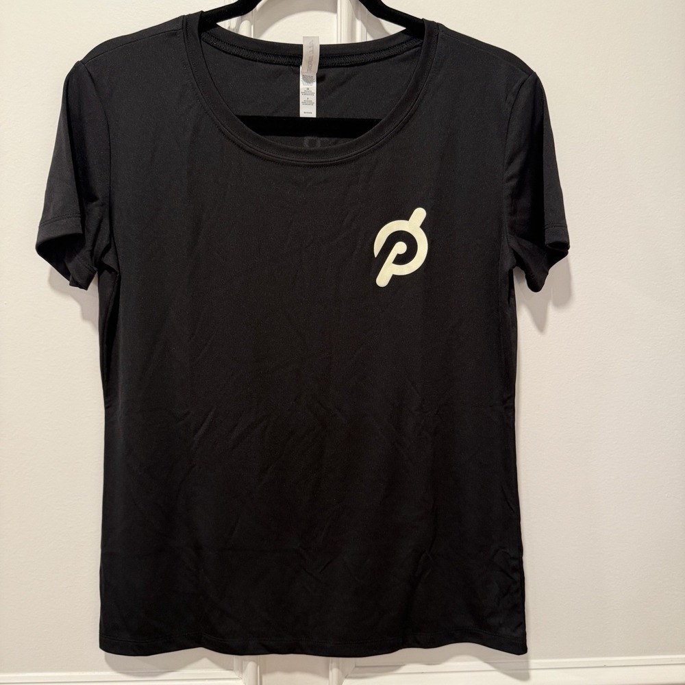 Peloton Women's Performance T-Shirt Size S Black White Logo Active Workout